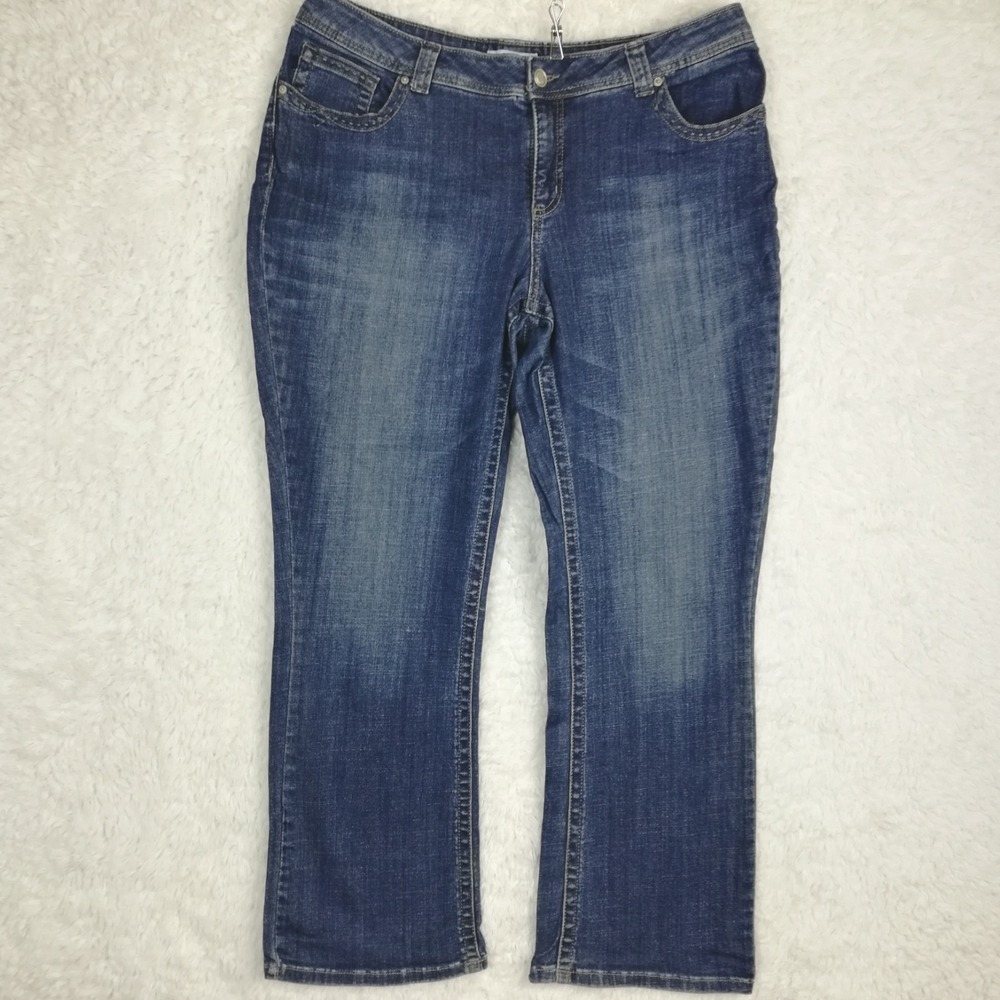 Lee Womens Jeans Boot Cut Slender Secret Blue Denim Flap Pocket Medium Plus 18W‎